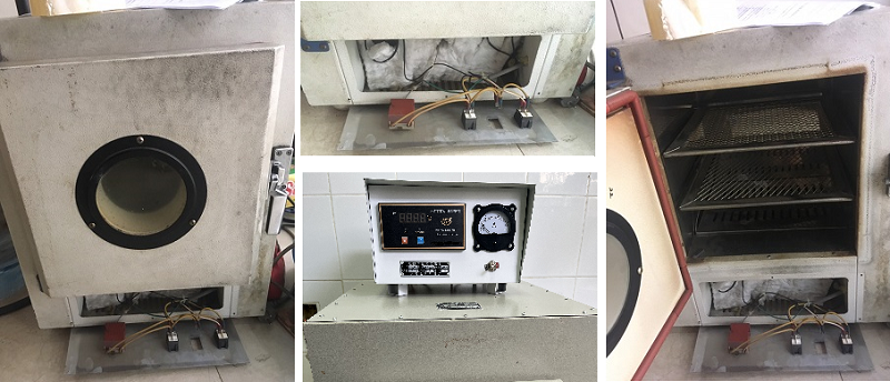 Kỹ thuật viên đang sửa chữa lò nung phòng thí nghiệm